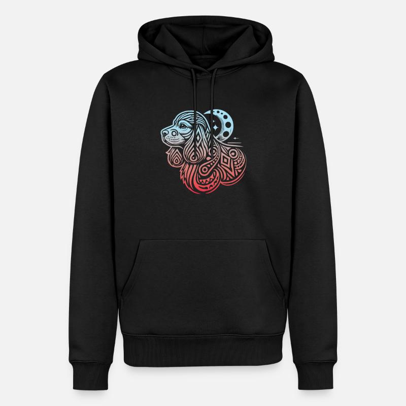 Cocker Spaniel Stammes Moon Phases - Männer Premium Bio Hoodie - Schwarz