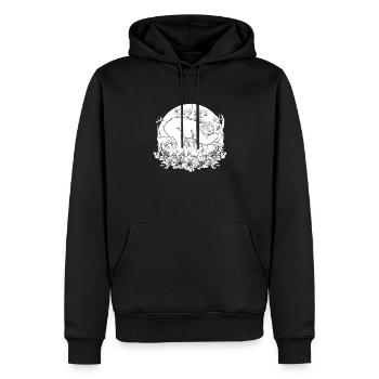 Faultier Wilde Blumen Floral Moon - Männer Premium Bio Hoodie - Schwarz - Vorne - Nico (187cm)