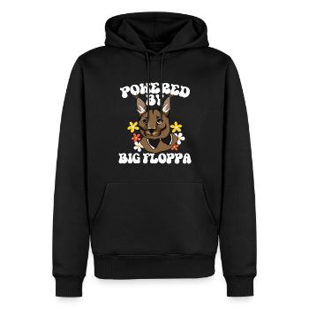 Powered by Big Floppa Caracal - Männer Premium Bio Hoodie - Schwarz - Vorne - Nico (187cm)