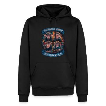 lustiger weise Affen Spruch Handy social media - Männer Premium Bio Hoodie - Schwarz - Vorne - Nico (187cm)