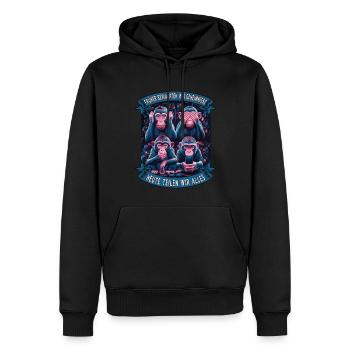 lustiger weise Affen Spruch Handy social media - Männer Premium Bio Hoodie - Schwarz - Vorne - Nico (187cm)