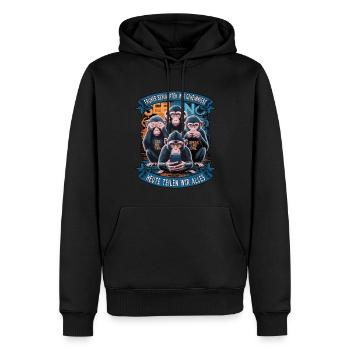 lustiger weise Affen Spruch Handy social media - Männer Premium Bio Hoodie - Schwarz - Vorne - Nico (187cm)