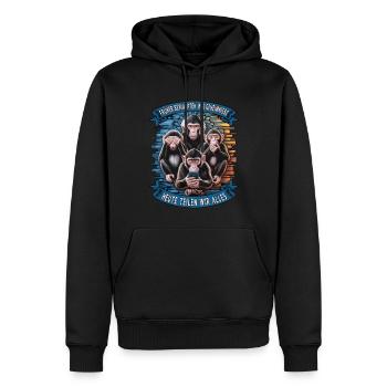 lustiger weise Affen Spruch Handy social media - Männer Premium Bio Hoodie - Schwarz - Vorne - Nico (187cm)
