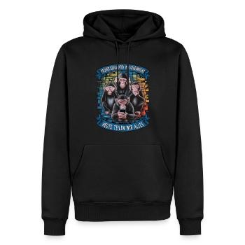lustiger weise Affen Spruch Handy social media - Männer Premium Bio Hoodie - Schwarz - Vorne - Nico (187cm)