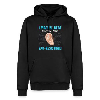 Deaf Pride Gebärdensprache - Männer Premium Bio Hoodie - Schwarz - Vorne - Nico (187cm)
