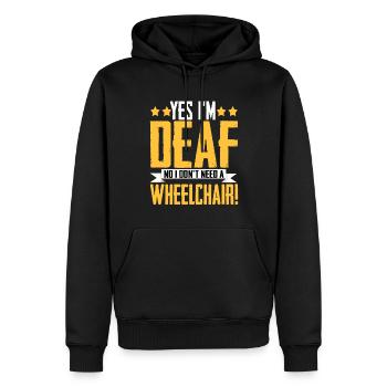 Fierté des sourds ASL - Sweat à capuche Premium bio Homme - noir - Devant - Nico (187cm)
