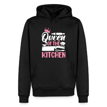 Chef cuisinier Femme Reine de la Cuisine - Sweat à capuche Premium bio Homme - noir - Devant - Nico (187cm)