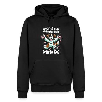 Saint Bernard Belle Journée - Sweat à capuche Premium bio Homme - noir - Devant - Nico (187cm)