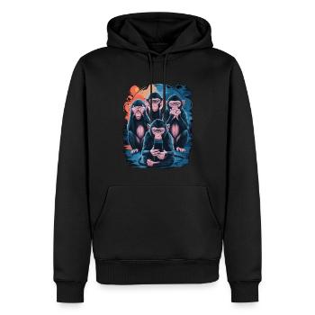 Weise Affen Mit Handy Lustiges Multi Media Design - Männer Premium Bio Hoodie - Schwarz - Vorne - Nico (187cm)