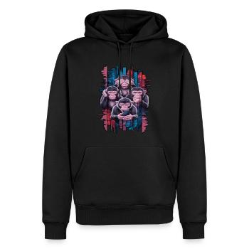 Weise Affen Mit Handy Lustiges Multi Media Design - Männer Premium Bio Hoodie - Schwarz - Vorne - Nico (187cm)