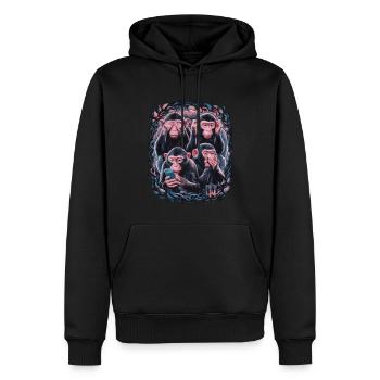 Weise Affen Mit Handy Lustiges Multi Media Design - Männer Premium Bio Hoodie - Schwarz - Vorne - Nico (187cm)