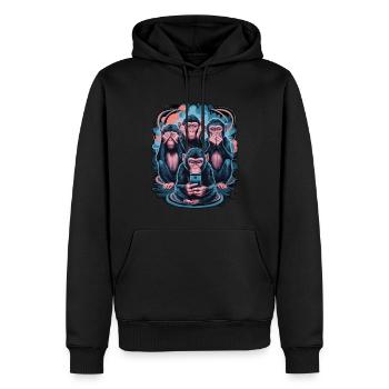 Weise Affen Mit Handy Lustiges Multi Media Design - Männer Premium Bio Hoodie - Schwarz - Vorne - Nico (187cm)