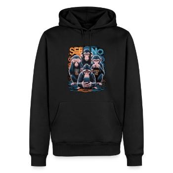 Weise Affen Mit Handy Lustiges Multi Media Design - Männer Premium Bio Hoodie - Schwarz - Vorne - Nico (187cm)