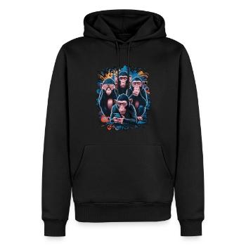Weise Affen Mit Handy Lustiges Multi Media Design - Männer Premium Bio Hoodie - Schwarz - Vorne - Nico (187cm)