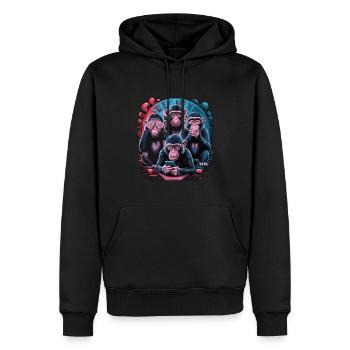Weise Affen Mit Handy Lustiges Multi Media Design - Männer Premium Bio Hoodie - Schwarz - Vorne - Nico (187cm)