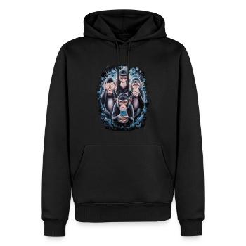 Weise Affen Mit Handy Lustiges Multi Media Design - Männer Premium Bio Hoodie - Schwarz - Vorne - Nico (187cm)