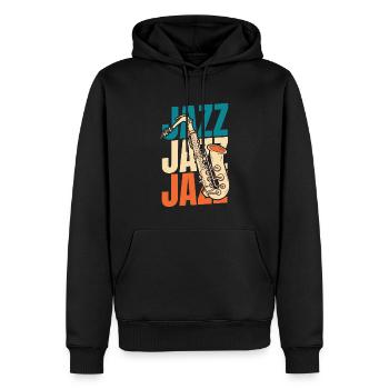 Musique jazz - Sweat à capuche Premium bio Homme - noir - Devant - Nico (187cm)