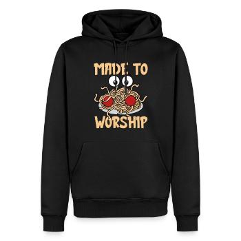 Fliegendes Spaghettimonster FSM - Männer Premium Bio Hoodie - Schwarz - Vorne - Nico (187cm)