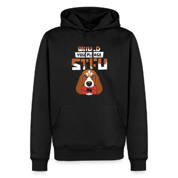 Bassett Dog tais-toi S’il te plaît Tais-toi - Sweat à capuche Premium bio Homme - noir - Devant - Nico (187cm)