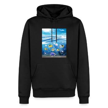 Frutiger Aero Aesthetic Tech Ozean Unterwasserfisc - Männer Premium Bio Hoodie - Schwarz - Vorne - Nico (187cm)