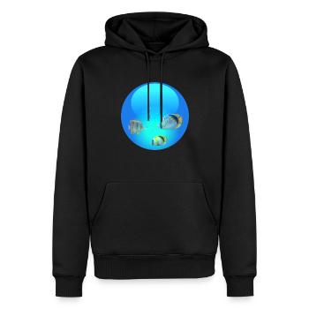 Frutiger Aero Aesthetic Tech Kugelfische - Männer Premium Bio Hoodie - Schwarz - Vorne - Nico (187cm)