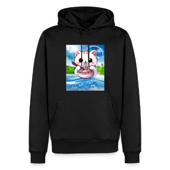 Frutiger Aero Aesthetic Tech Kawaii Ramen Katzenfi - Männer Premium Bio Hoodie - Schwarz - Vorne - Nico (187cm)