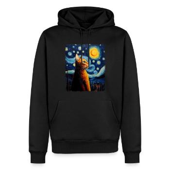 Abessinier Orange Katze Sternennacht Gemälde - Männer Premium Bio Hoodie - Schwarz - Vorne - Nico (187cm)