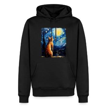 Abessinier Orange Katze Sternennacht Gemälde - Männer Premium Bio Hoodie - Schwarz - Vorne - Nico (187cm)