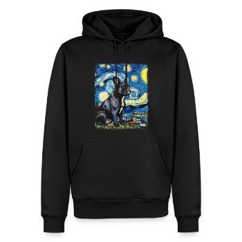 Bouledogue français Frenchie Chien Nuit étoilée - Sweat à capuche Premium bio Homme - noir - Devant - Nico (187cm)