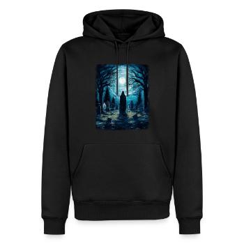 cimetière fantôme Peinture effrayante de nuit étoilée - Sweat à capuche Premium bio Homme - noir - Devant - Nico (187cm)
