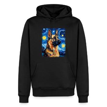 Berger allemand Peinture Nuit étoilée - Sweat à capuche Premium bio Homme - noir - Devant - Nico (187cm)
