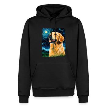 Golden Retriever chien Nuit étoilée peinture - Sweat à capuche Premium bio Homme - noir - Devant - Nico (187cm)