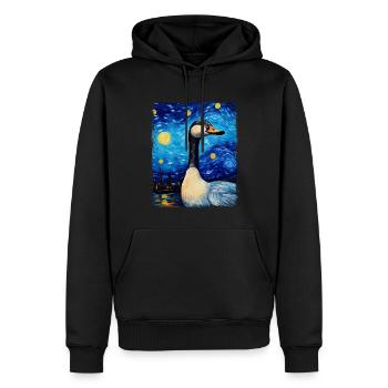 Oie Oie Canard Nuit Étoilée Peinture - Sweat à capuche Premium bio Homme - noir - Devant - Nico (187cm)