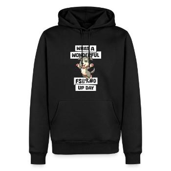 Irischer Wolfshund Fucked Up Day - Männer Premium Bio Hoodie - Schwarz - Vorne - Nico (187cm)