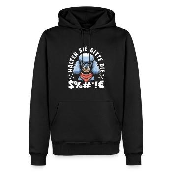 Pudel Halten Sie Bitte Die Fresse - Männer Premium Bio Hoodie - Schwarz - Vorne - Nico (187cm)
