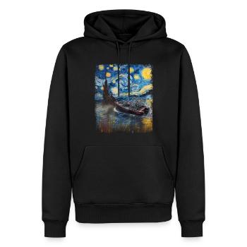 Luftboot Luftbootfahren Sternennacht Malerei - Männer Premium Bio Hoodie - Schwarz - Vorne - Nico (187cm)