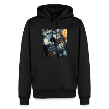 Afrikanischer Graupapagei Vogel Sternennacht Gemäl - Männer Premium Bio Hoodie - Schwarz - Vorne - Nico (187cm)