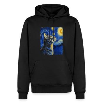 American Shorthair Cat Starry Night Painting - Men’s Premium Organic Hoodie - black - Front - Nico (187cm)