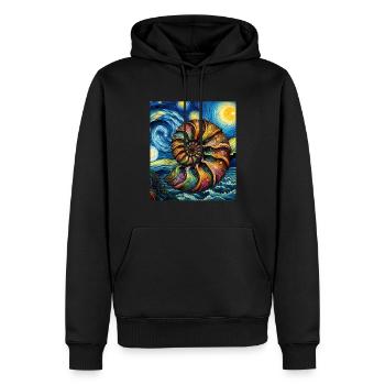 Ammonit Fossil Paläontologe Sternennacht Malerei - Männer Premium Bio Hoodie - Schwarz - Vorne - Nico (187cm)