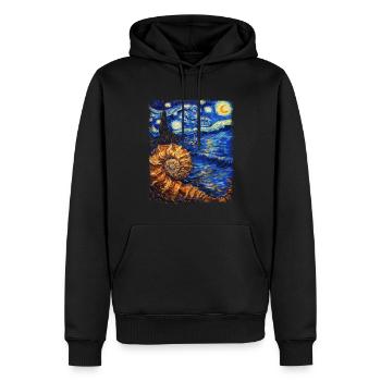 Ammonit Fossil Paläontologe Sternennacht Malerei - Männer Premium Bio Hoodie - Schwarz - Vorne - Nico (187cm)