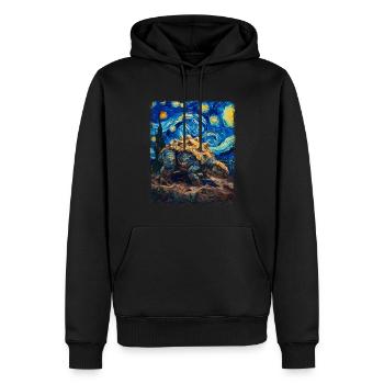 Ankylosaurus dinosaure Peinture de nuit étoilée - Sweat à capuche Premium bio Homme - noir - Devant - Nico (187cm)