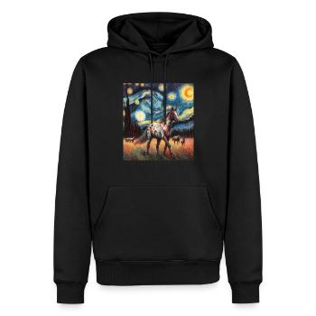 Appaloosa Cheval Nuit étoilée Peinture - Sweat à capuche Premium bio Homme - noir - Devant - Nico (187cm)