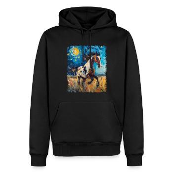 Appaloosa Cheval Nuit étoilée Peinture - Sweat à capuche Premium bio Homme - noir - Devant - Nico (187cm)