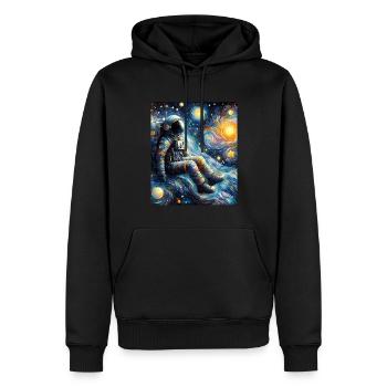 astronaute planète spatiale nuit étoilée peinture - Sweat à capuche Premium bio Homme - noir - Devant - Nico (187cm)