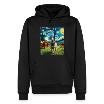 Australian Cattle Dog Hund Sternennacht Gemälde - Männer Premium Bio Hoodie - Schwarz - Vorne - Nico (187cm)