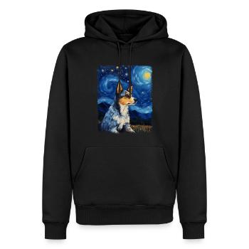 Australian Cattle Dog Hund Sternennacht Gemälde - Männer Premium Bio Hoodie - Schwarz - Vorne - Nico (187cm)