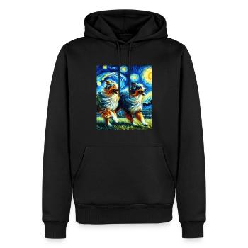 Australian Shepherd Herding Dog Starry Night Painting - Men’s Premium Organic Hoodie - black - Front - Nico (187cm)