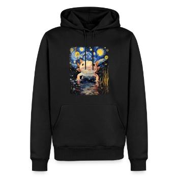 Axolotl Amphibie Nuit étoilée Peinture - Sweat à capuche Premium bio Homme - noir - Devant - Nico (187cm)