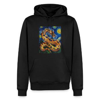 Kugelpython Schlange Sternennacht Gemälde - Männer Premium Bio Hoodie - Schwarz - Vorne - Nico (187cm)