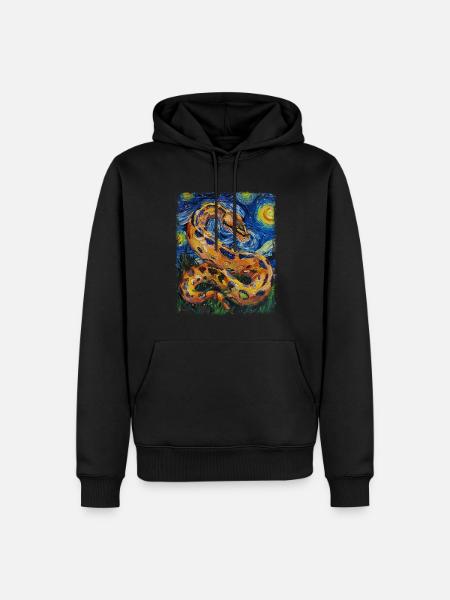 Kugelpython Schlange Sternennacht Gemälde - Männer Premium Bio Hoodie - Schwarz